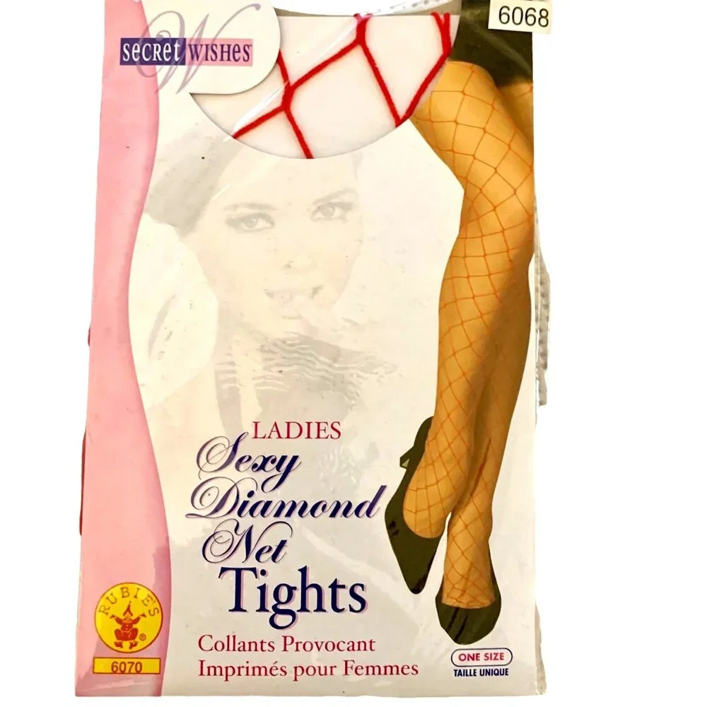 Sexy Diamond Net Fishnet Stockings Red Wide Knit Cosplay Pantyhose Costume